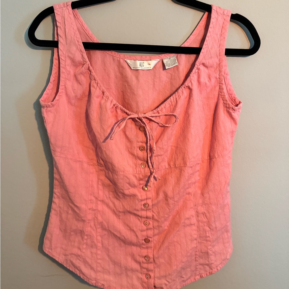 A.L.C. Pink Sleeveless Button-Down Tank Top Size M
